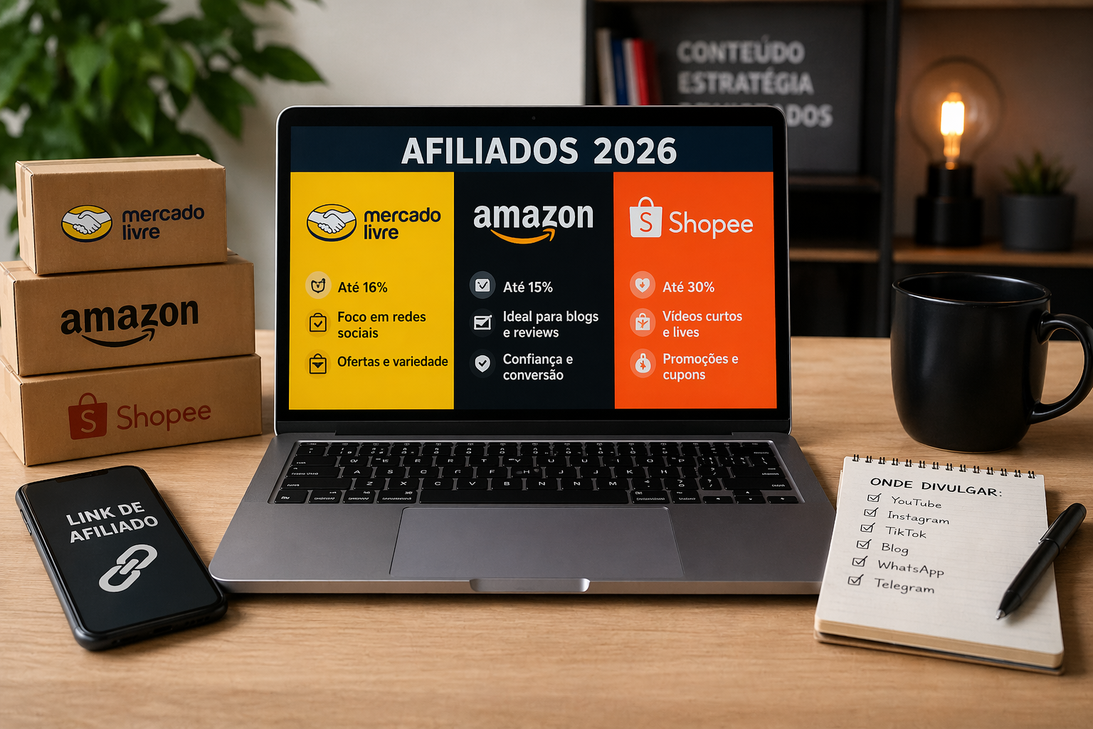 Mercado Livre, Amazon ou Shopee Afiliados: qual vale mais a pena em 2026?