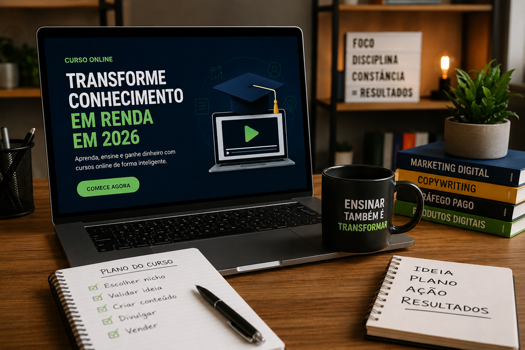 Ganhar dinheiro com cursos online em 2026 usando estratégias digitais