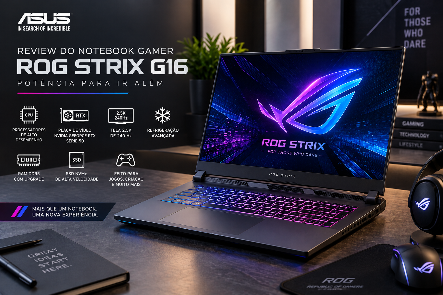 Review do Notebook Gamer ASUS ROG Strix G16: Vale a Pena?