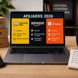 Mercado Livre, Amazon ou Shopee Afiliados: qual vale mais a pena em 2026?