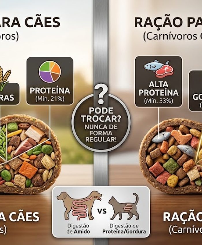 Quais as diferenças entre rações para cães e gatos? Entenda antes de escolher